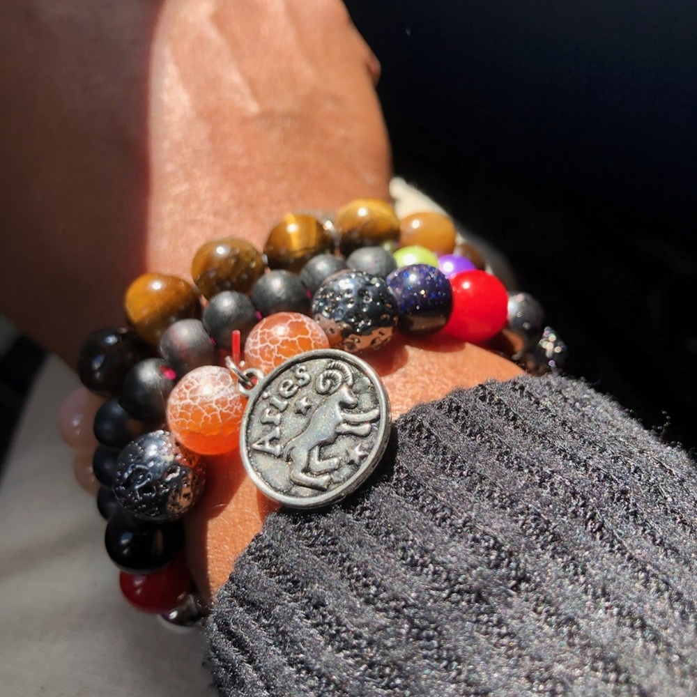 Custom made charm beaded bracelets with stones